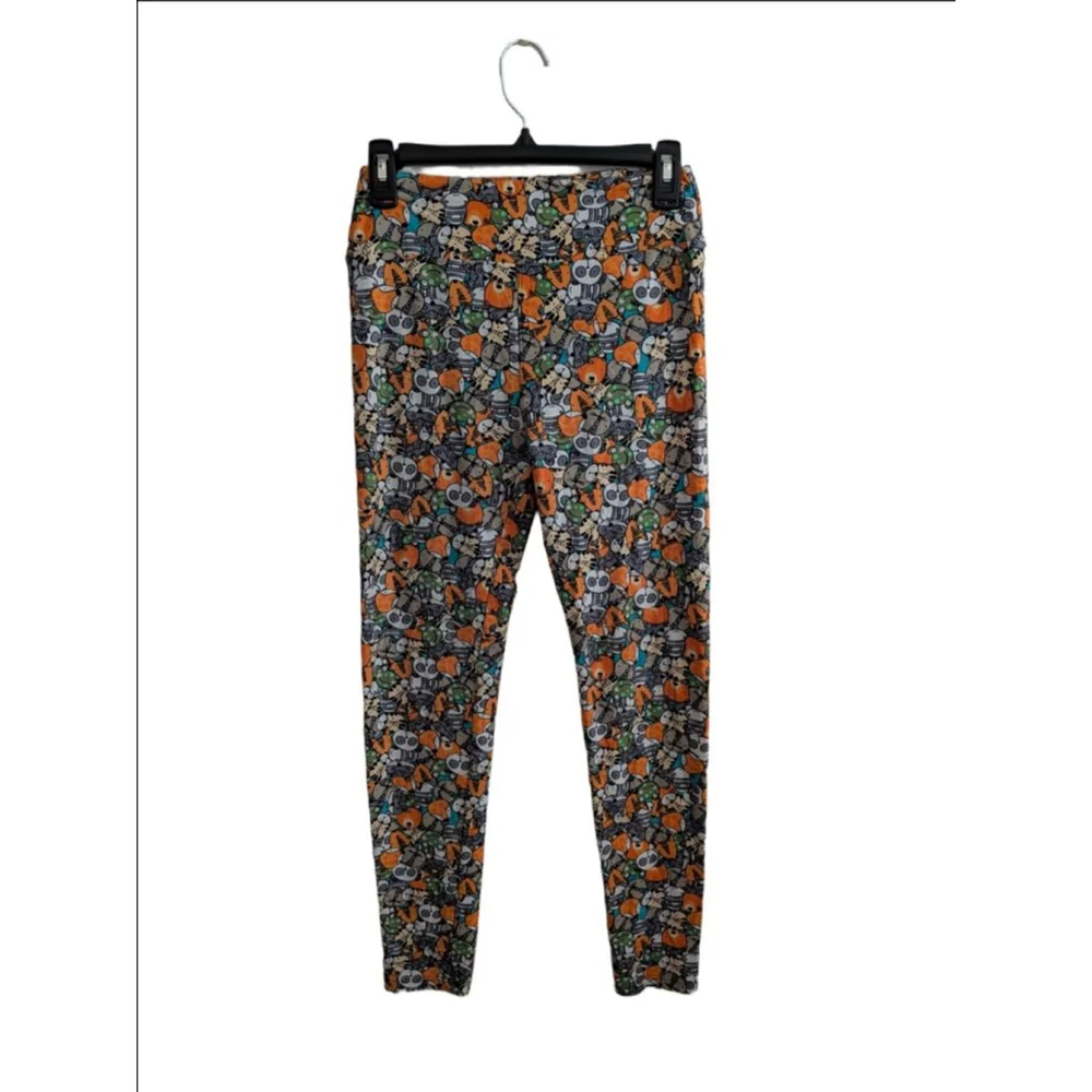 Women's LuLaRoe Gray Orange Animal Print Leggings ONE SIZE